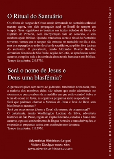 DVD - O Ritual do Santuário e Será o nome de Deus e Jesus uma Blasfêmia?